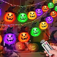 halloween oplichtende pompoen lichtslingers met heksenhoed 3m 20led 8 modi verlichting waterdichte batterij / usb-aangedreven zwaailichten voor binnen buiten halloween thuis feestdecoraties Lightinthebox