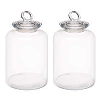 Snoeppot/voorraadpot Megan - 2x - 2600 ml - glas - met luchtdichte deksel - D14 x H25 cm