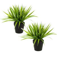 Set van 2x stuks gras kunstplanten in kunststof pot 33 cm - Kunstplanten - thumbnail