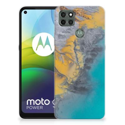 Motorola Moto G9 Power | TPU | Siliconen hoesje | Marble Blue Gold