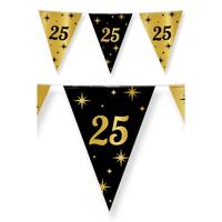 25 jaar Leeftijd verjaardag vlaggetjes - 4x stuks - zwart/goud - 10 meter - versiering - feestartike