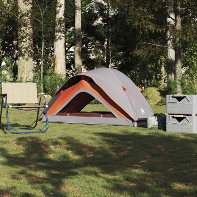 Tent 1-persoons waterdicht grijs en oranje