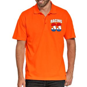 Grote maten racing 33 coureur supporter / race fan poloshirt op borst oranje voor heren