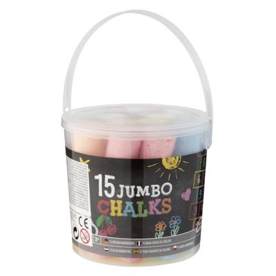 Creative artist stoepkrijt emmer - 15x stuks - multicolor - L12 cm - tekenen/kleuren