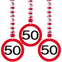 Rotorspiralen 50 jaar - 3x - verkeersborden - folie/karton - 50e verjaardag/jubileum