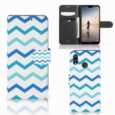 Huawei P20 Lite | Telefoon Hoesje | Zigzag Blauw