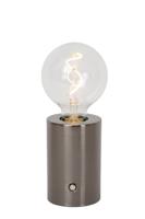 Lucide VIVO - Oplaadbare Tafellamp - Accu/Batterij - Ø 8 cm - LED Dimb. - E27 - 1x1W 2700K - Mat zwart chroom