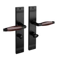 De Oude Deurklink Deurklink Retro palissander zwart op schild WC slot 63/8mm