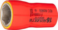 HAZET Dopsleutel · geïsoleerd 880KV-16 · 3/8 inch (10 mm) vierkant hol · Buiten-zeskant-tractieprofiel · SW 16 mm