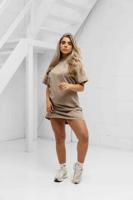Malelions Kylie T-Shirt Dress Dames Lichtbruin - Maat L - Kleur: Taupe | Soccerfanshop