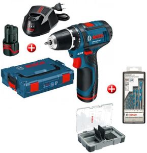 Bosch Blauw GSR 12V-15 accuboorschroevendraaier | 2.0Ah Li-Ion | in L-Boxx | + Bitset en Borenset - 0615997566