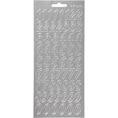 Creativ Company Stickers, cijfers, vel 10x23 cm, zilver, 1 vel