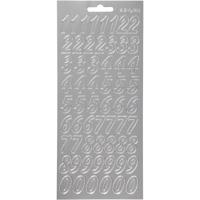 Creativ Company Stickers, cijfers, vel 10x23 cm, zilver, 1 vel
