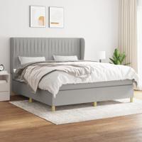 Boxspring met matras stof lichtgrijs 180x200 cm