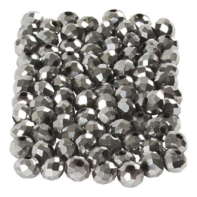 Creativ Company Facet kralen metallic grijs, 100st.