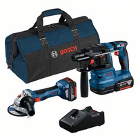 Bosch Blauw | Combopack | GWS 18V-7 + GBH 18V-22 | 18V | 2 x 4.0Ah + lader | In tas - 0615A50037 - thumbnail