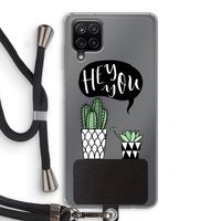 Hey you cactus: Samsung Galaxy A12 Transparant Hoesje met koord