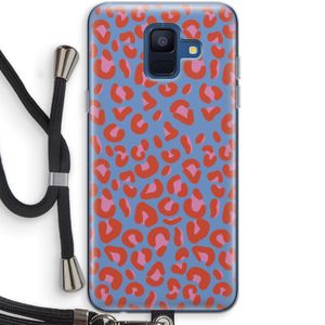 Leopard blue: Samsung Galaxy A6 (2018) Transparant Hoesje met koord