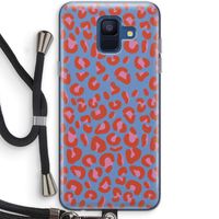 Leopard blue: Samsung Galaxy A6 (2018) Transparant Hoesje met koord