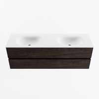 MONDIAZ VICA 150cm badmeubel onderkast Dark Brown 2 lades. Wastafel MOON dubbel 2 kraangaten, kleur Talc.