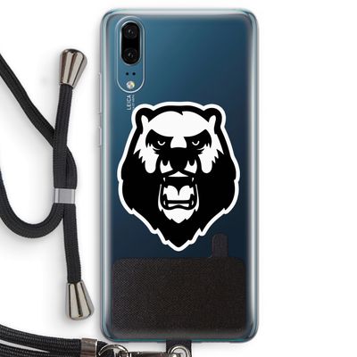 Angry Bear (white): Huawei P20 Transparant Hoesje met koord