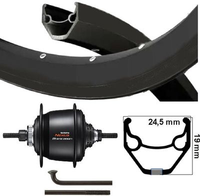 Kgs Achterwiel 28 inch (622) ryde velg zwart nexus 8 centerlock zwart