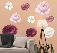 Roze en witte bloemen muursticker