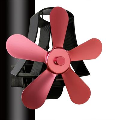 YL-106 5-Blade hoge temperatuur aluminium warmte aangedreven open haard kachel fan (Rose rood)