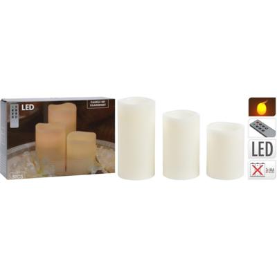 Led kaars wit set 3 stuks