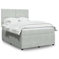 Boxspring met matras fluweel lichtgrijs 140x190 cm