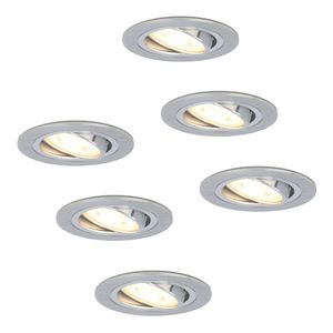 Set van 6 stuks dimbare LED inbouwspots Chandler met 5 Watt spot kantelbaar