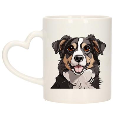 Cadeau mok voor honden liefhebbers - Bordercollie - hartje - Cartoon - keramiek - 300 ml