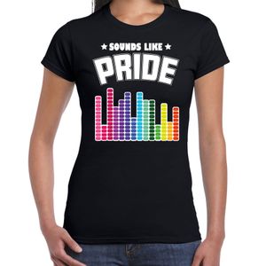 Gay Pride shirt - sounds like pride - regenboog - dames - zwart