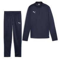 PUMA teamGOAL Trainingspak 1/4-Zip Kids Donkerblauw Wit - thumbnail