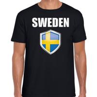 Zweden vlag thema landen t-shirt - zwart - voor heren - Supporters kleding - korte mouwen