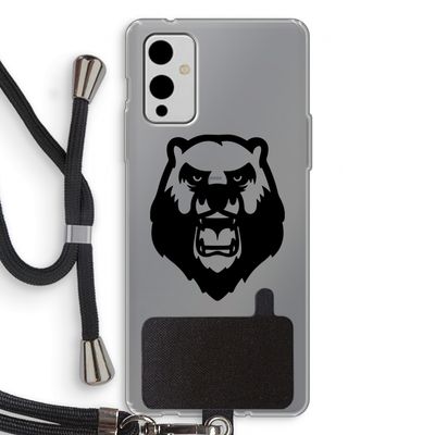 Angry Bear (black): OnePlus 9 Transparant Hoesje met koord