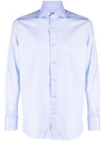 Canali chemise en coton à col italien - Bleu - thumbnail