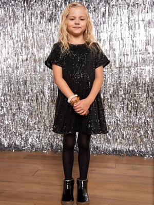 Meisjesjurk met pailletten kerst capsule moeder-dochter zwart