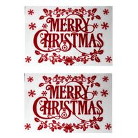 2x stuks velletjes kerst raamstickers rood Merry Christmas 29,5 x 40 cm - Feeststickers