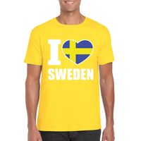 Geel I love Zweden fan shirt heren
