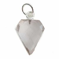 Edelsteen Hanger Rozenkwarts Diamantvorm - Verzilverd - 15 x 12 mm - thumbnail