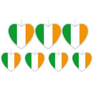 7-delige hou van Ierland versiering set hartjes van 14 cm en 28 cm