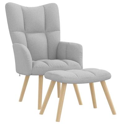 Relaxstoel met voetenbank stof wolk grijs