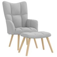 Relaxstoel met voetenbank stof wolk grijs
