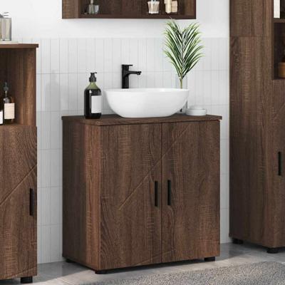Badkamer Kast bruin eikenkleur 61 x 35 x 64 cm Bewerkt hout