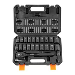 VEVOR professionele dopsleutelset CR-V gelegeerd staal 23-delige dopsleutelset 13-24 mm diepe doppen slagmoersleutel, HRC 42-48 dopsleutel incl. gereedschapskoffer, metrische schroefuitdraaier