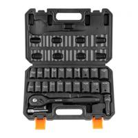 VEVOR professionele dopsleutelset CR-V gelegeerd staal 23-delige dopsleutelset 13-24 mm diepe doppen slagmoersleutel, HRC 42-48 dopsleutel incl. gereedschapskoffer, metrische schroefuitdraaier