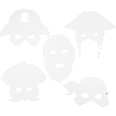 Creativ Company Piratenmaskers, h: 16-26 cm, b: 17,5-26,5 cm, 230 gr, wit, 16 stuk/ 1 doos