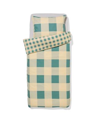 051 Dekbedovertrek 140x200/220cm Flanel Ruiten Groen-beige (groen)