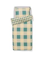 051 Dekbedovertrek 140x200/220cm Flanel Ruiten Groen-beige (groen)